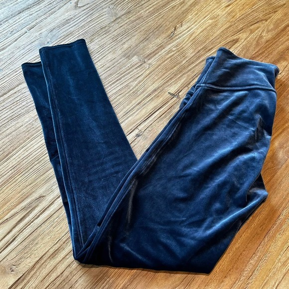 Spanx Women’s Navy Blue Velvet High Waist Stretch Compression Leggings - Picture 10 of 10